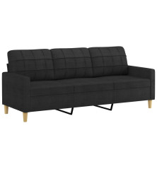 Trivietė sofa, juodos spalvos, 180cm, audinys