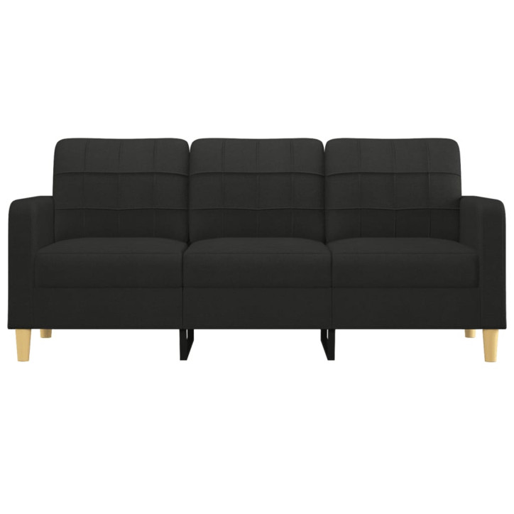 Trivietė sofa, juodos spalvos, 180cm, audinys