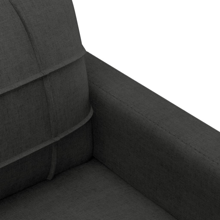 Trivietė sofa, juodos spalvos, 180cm, audinys