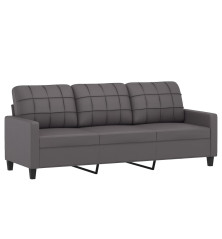 Trivietė sofa, pilkos spalvos, 180cm, dirbtinė oda