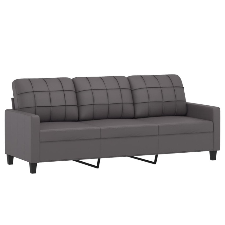 Trivietė sofa, pilkos spalvos, 180cm, dirbtinė oda