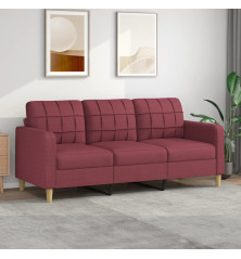 Trivietė sofa, raudonojo vyno spalvos, 180cm, audinys