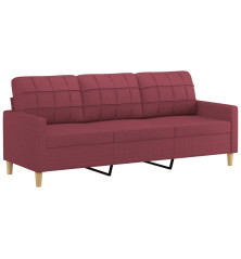 Trivietė sofa, raudonojo vyno spalvos, 180cm, audinys