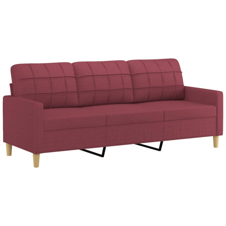 Trivietė sofa, raudonojo vyno spalvos, 180cm, audinys