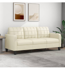 Trivietė sofa, kreminės spalvos, 180cm, dirbtinė oda