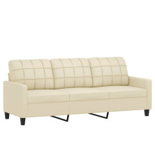 Trivietė sofa, kreminės spalvos, 180cm, dirbtinė oda