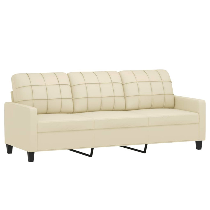 Trivietė sofa, kreminės spalvos, 180cm, dirbtinė oda