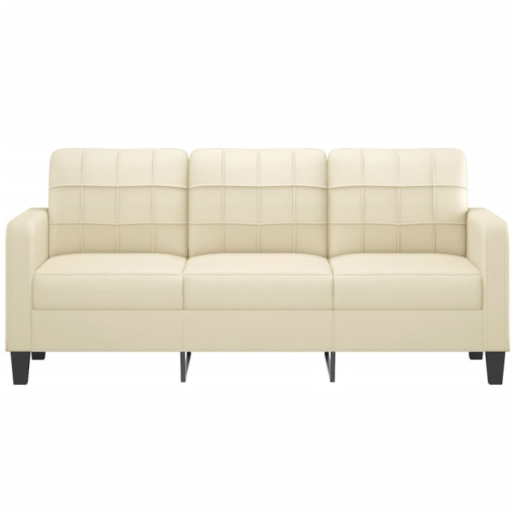 Trivietė sofa, kreminės spalvos, 180cm, dirbtinė oda