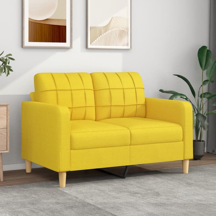 Dvivietė sofa, šviesiai geltonos spalvos, 120cm, audinys