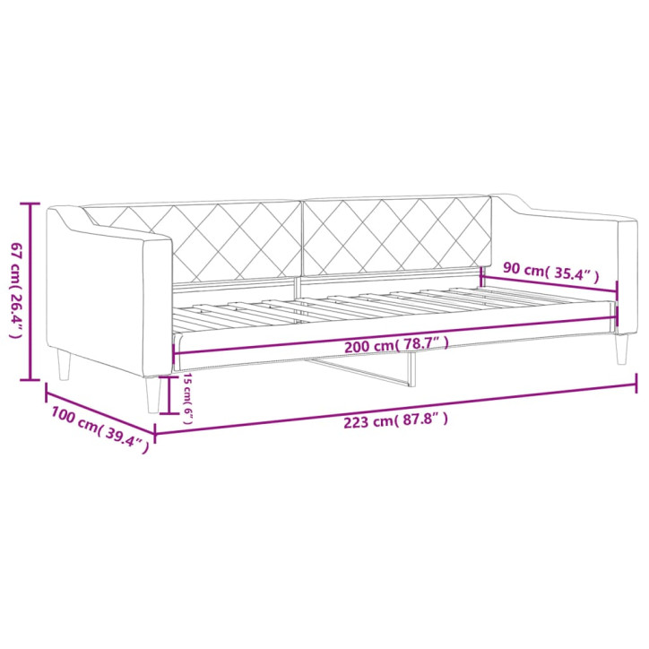 Sofa, juodos spalvos, 90x200cm, audinys