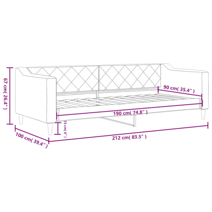 Sofa, juodos spalvos, 90x190cm, audinys