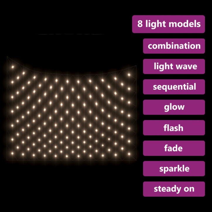 Kalėdinių lempučių tinklas, 4x4m, 544 šiltos baltos LED