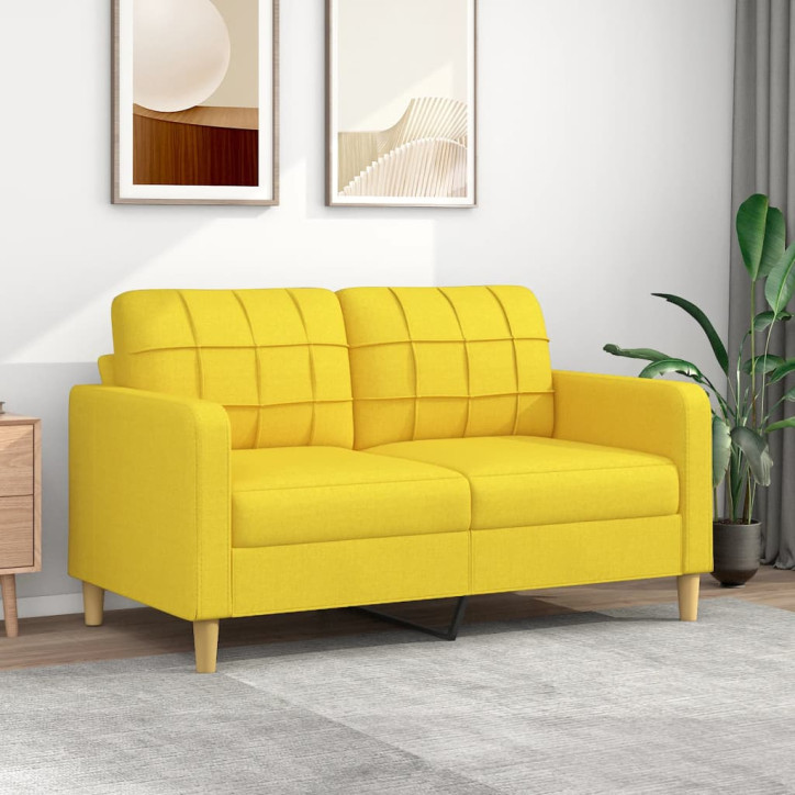 Dvivietė sofa, šviesiai geltonos spalvos, 140cm, audinys