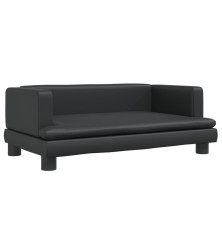 Vaikiška sofa, juodos spalvos, 80x45x30cm, dirbtinė oda