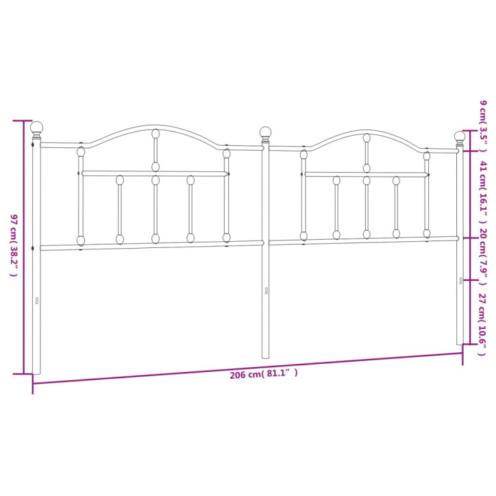 Metalinis galvūgalis, juodos spalvos, 200cm