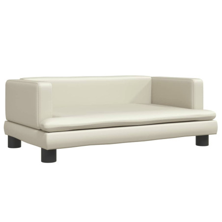 Vaikiška sofa, kreminės spalvos, 80x45x30cm, dirbtinė oda