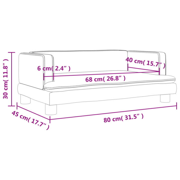 Vaikiška sofa, kreminės spalvos, 80x45x30cm, dirbtinė oda