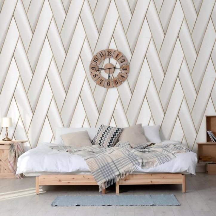 DUTCH WALLCOVERINGS Tapetai Geometric, baltos ir auksinės spalvos