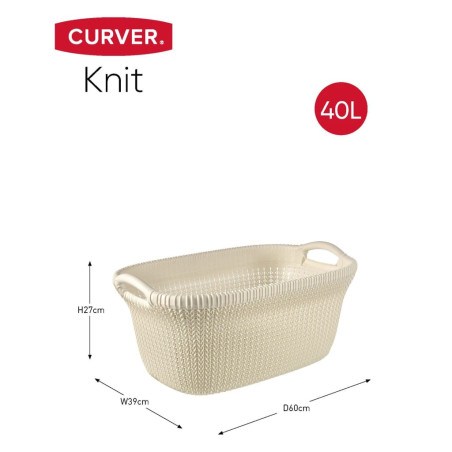 Curver Skalbinių krepšys Knit, kreminės baltos spalvos, 40l