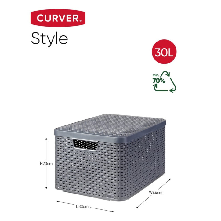 Curver Daiktadėžė su dangčiu Style, metalinė sidabrinė, 30l, L