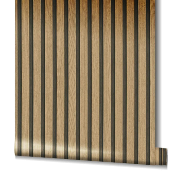 Noordwand Tapetai Botanica Wooden Slats, rudos ir ąžuolo spalvos