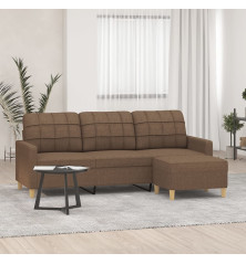 Trivietė sofa su pakoja, rudos spalvos, 180cm, audinys