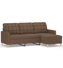 Trivietė sofa su pakoja, rudos spalvos, 180cm, audinys