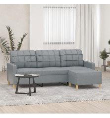 Trivietė sofa su pakoja, šviesiai pilka, 180cm, audinys