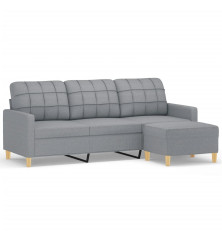 Trivietė sofa su pakoja, šviesiai pilka, 180cm, audinys