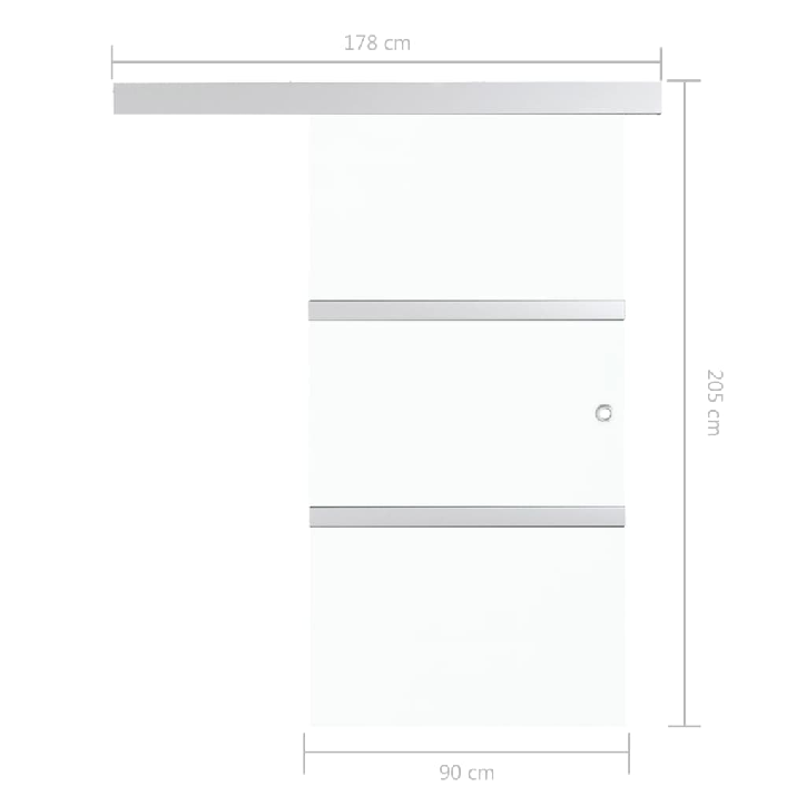 Stumdomos durys, sidabrinės, 90x205cm, aliuminis ir ESG stiklas