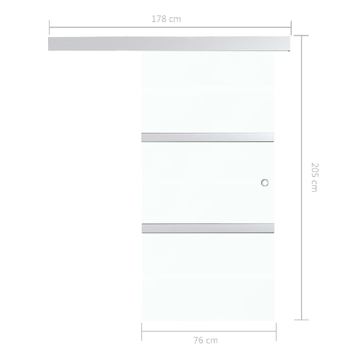 Stumdomos durys, sidabrinės, 76x205cm, aliuminis ir ESG stiklas