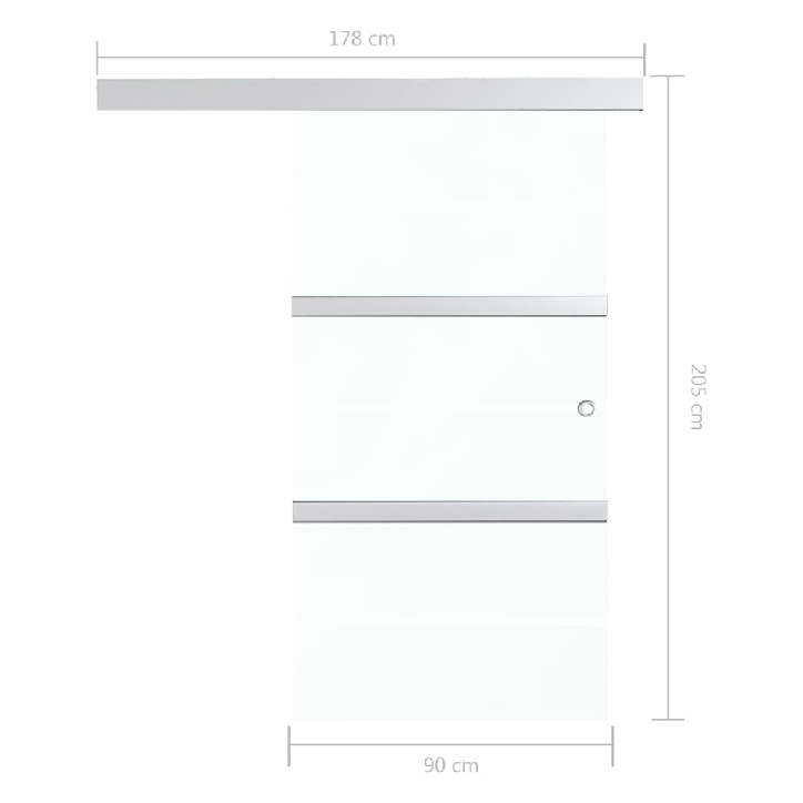 Stumdomos durys, sidabrinės, 90x205cm, aliuminis ir ESG stiklas