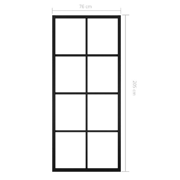 Stumdomos durys, juodos, 76x205cm, aliuminis ir ESG stiklas