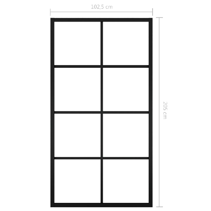 Stumdomos durys, juodos, 102,5x205cm, aliuminis ir ESG stiklas