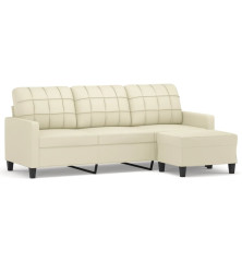 Trivietė sofa su pakoja, kreminės spalvos, 180cm, dirbtinė oda