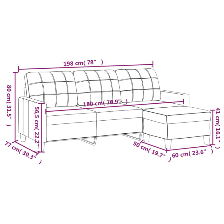 Trivietė sofa su pakoja, raudonojo vyno, 180cm, dirbtinė oda