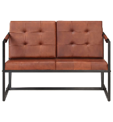 Dvivietė sofa, rudos spalvos, tikra ožkos oda