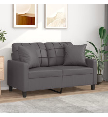 Dvivietė sofa su pagalvėlėmis, pilka, 120cm, dirbtinė oda