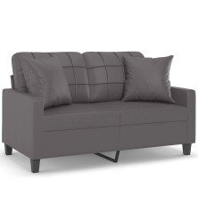 Dvivietė sofa su pagalvėlėmis, pilka, 120cm, dirbtinė oda