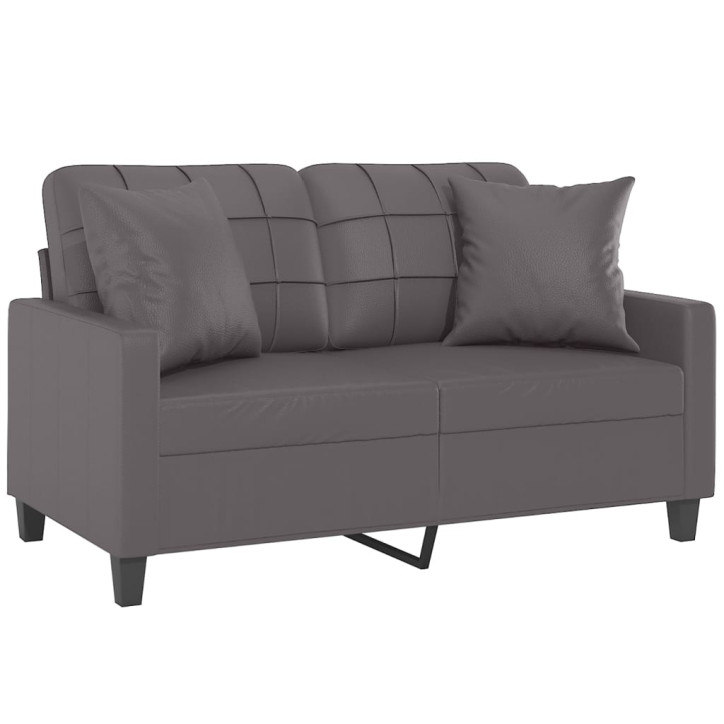 Dvivietė sofa su pagalvėlėmis, pilka, 120cm, dirbtinė oda