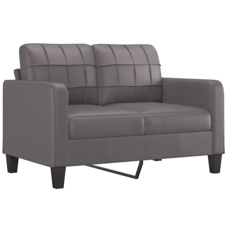 Dvivietė sofa su pagalvėlėmis, pilka, 120cm, dirbtinė oda