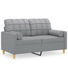 Dvivietė sofa su pagalvėlėmis, šviesiai pilka, 120cm, audinys