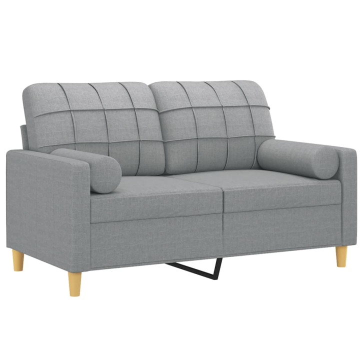 Dvivietė sofa su pagalvėlėmis, šviesiai pilka, 120cm, audinys