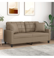 Dvivietė sofa su pagalvėlėmis, kapučino, 140cm, dirbtinė oda