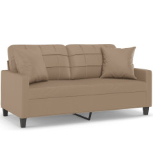 Dvivietė sofa su pagalvėlėmis, kapučino, 140cm, dirbtinė oda