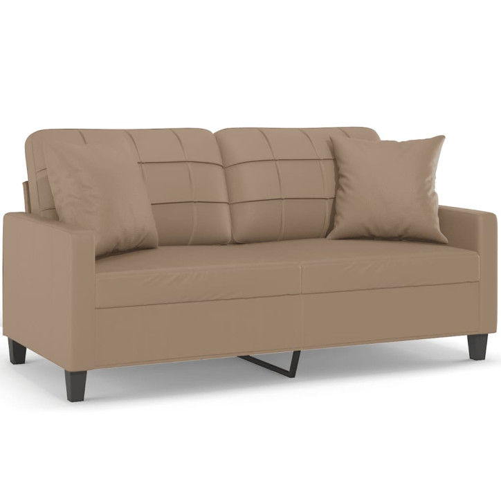 Dvivietė sofa su pagalvėlėmis, kapučino, 140cm, dirbtinė oda