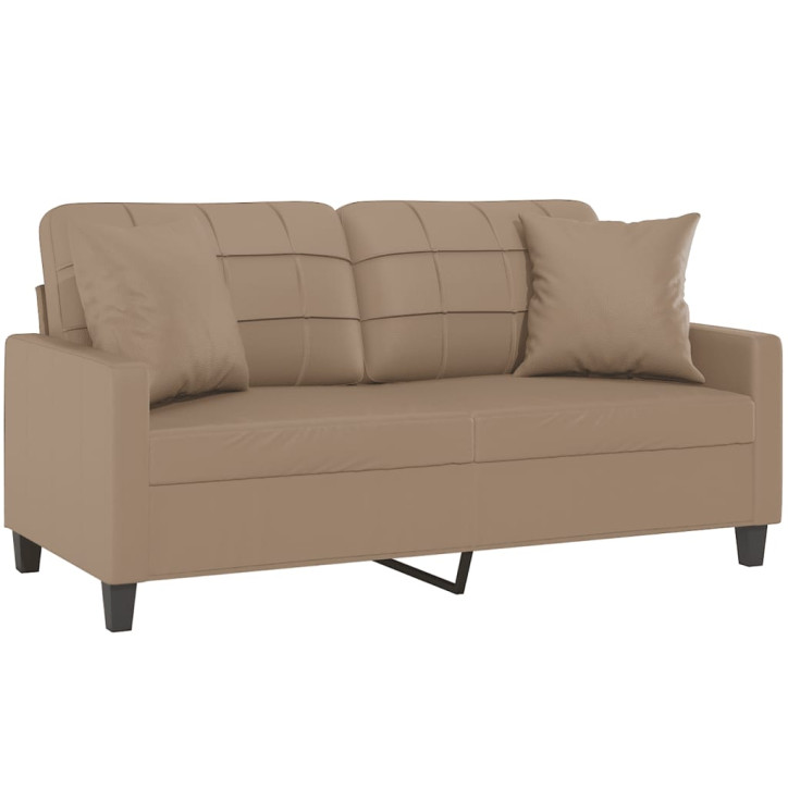 Dvivietė sofa su pagalvėlėmis, kapučino, 140cm, dirbtinė oda