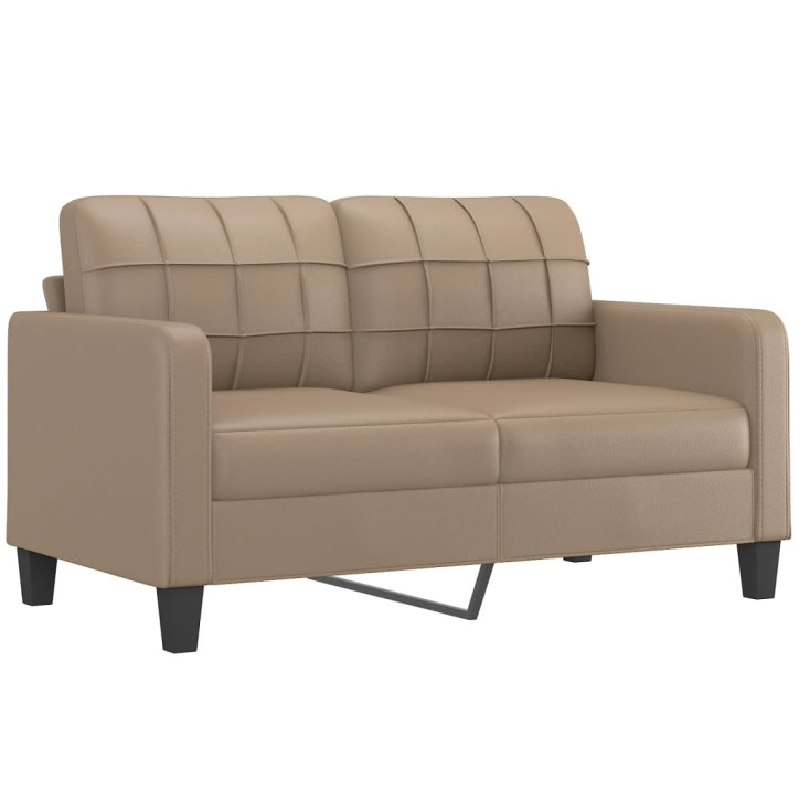 Dvivietė sofa su pagalvėlėmis, kapučino, 140cm, dirbtinė oda