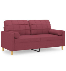 Dvivietė sofa su pagalvėlėmis, raudonojo vyno, 140cm, audinys