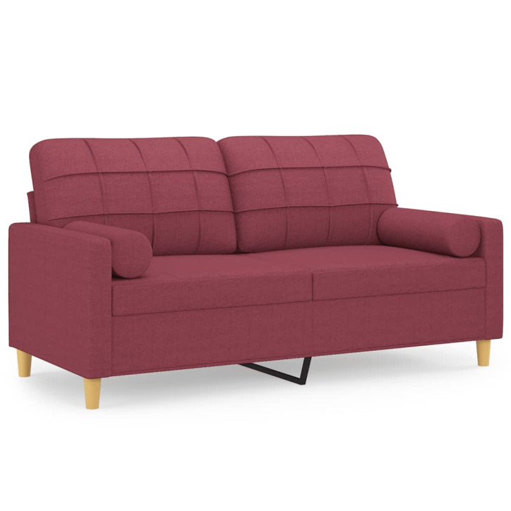 Dvivietė sofa su pagalvėlėmis, raudonojo vyno, 140cm, audinys